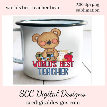 World's Best Teacher Bear Clipart - Create Kid's Teachers Thank You Gifts, and Printable Greeting Cards and Gift Certificates