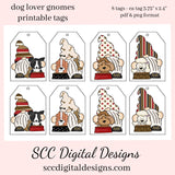 Dog Lover Gnome Printable Tags - Instant Download - Kids Party Gift Tag - School Parties Label - Dog Lover Hang Tag