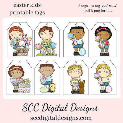 Easter Kids Printable Tags - Instant Download - Kids Party Gift Tag - School Parties Label
