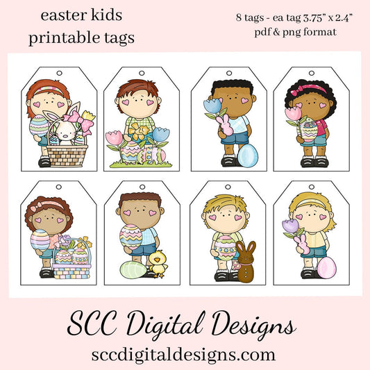 Easter Kids Printable Tags - Instant Download - Kids Party Gift Tag - School Parties Label