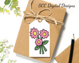 Pink Flower Printable Tags - Instant Download - Mother's Day Gift Tag - Greeting Card for Grandma