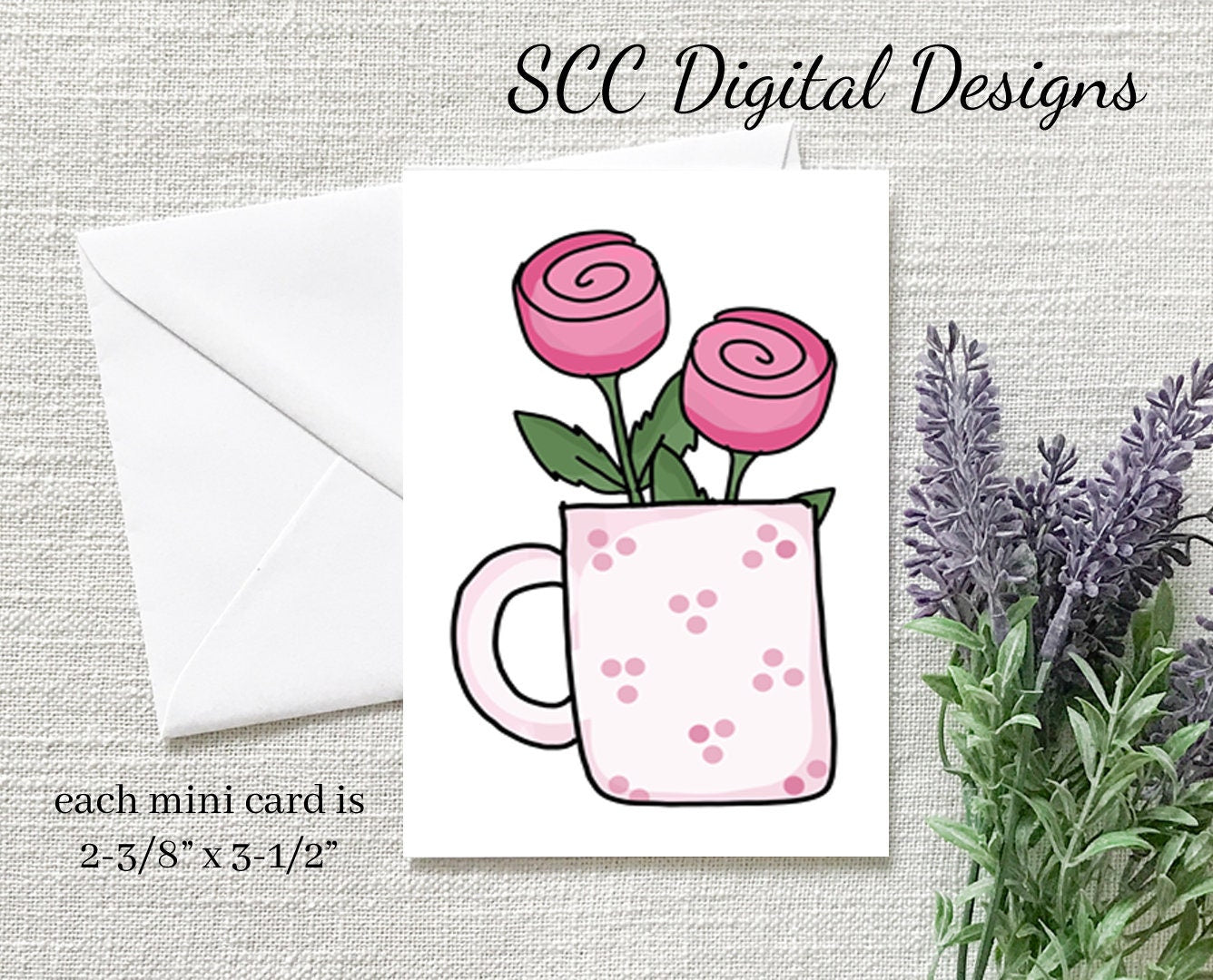Coffee & Flowers Printable Mini Cards - 8 Mini Cards With 4 Images, Instant Download, Create Gift Card for the Baristas or Java Lover