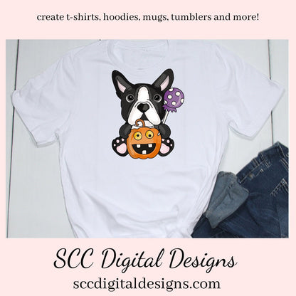 Boston Terrier Halloween Clipart - Halloween Lover Coffee Mug PNG, DIY Tumblers, Party Printables, Tags & Dog Lover T-Shirts