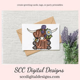 Scottish Highland Cow Birds and Bees Clipart - Cows with Birds, Flowers & Bumble Bee PNGs - Create Kitchen Towels, Shirts, Hoodies, Tumblers, Mugs, Scrapbook Elements, Kid's Party Printables, Greeting Cards, Tags & More!