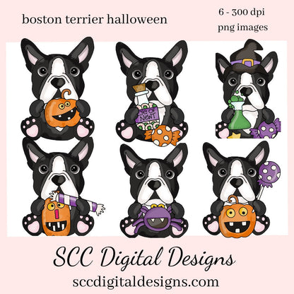 Boston Terrier Halloween Clipart - Halloween Lover Coffee Mug PNG, DIY Tumblers, Party Printables, Tags & Dog Lover T-Shirts