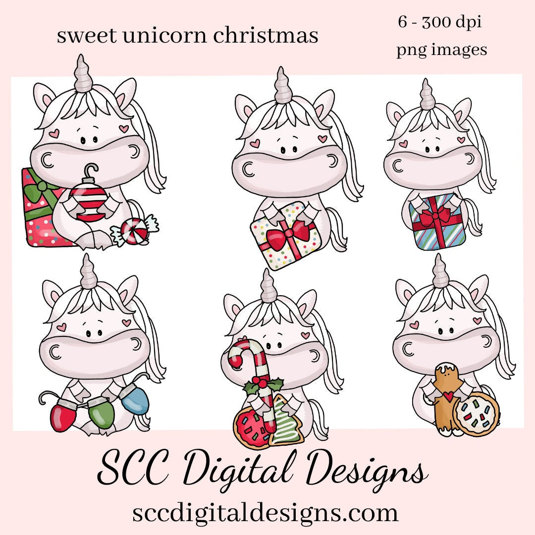 Sweet Unicorn Tea Party Clipart - Unicorn with Tea Cup, Tea Pot, Flowers and Cookies, Sweet Unicorn Christmas Clipart - Cookies, Candy, Xmas Ornament, and Holiday Decorations, Shirts, Hoodies, Tumblers Mugs, Scrapbook Elements, Kid's Party Tags & More!