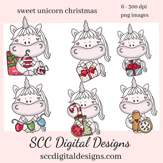Sweet Unicorn Tea Party Clipart - Unicorn with Tea Cup, Tea Pot, Flowers and Cookies, Sweet Unicorn Christmas Clipart - Cookies, Candy, Xmas Ornament, and Holiday Decorations, Shirts, Hoodies, Tumblers Mugs, Scrapbook Elements, Kid's Party Tags & More!