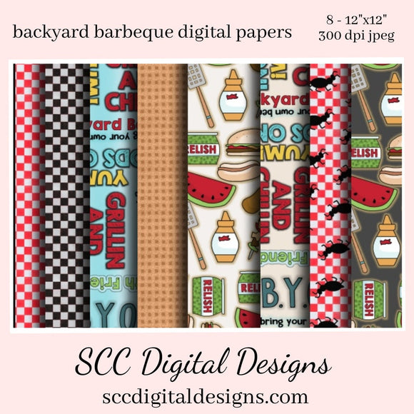 Backyard Barbeque Digital Paper - (8) 12