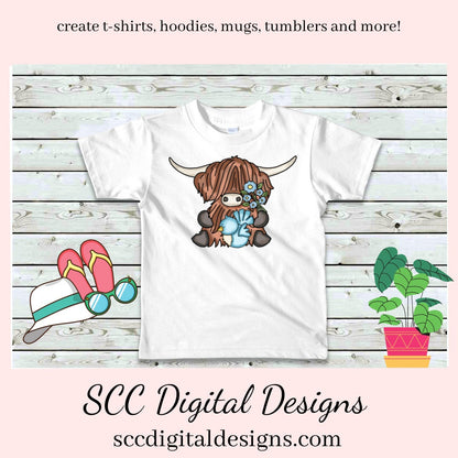 Scottish Highland Cow Birds and Bees Clipart - Cows with Birds, Flowers & Bumble Bee PNGs - Create Kitchen Towels, Shirts, Hoodies, Tumblers, Mugs, Scrapbook Elements, Kid's Party Printables, Greeting Cards, Tags & More!