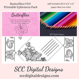 Wildflowers CYO Printable Ephemera, 6 Page PDF Set Includes - Tags, Envelopes, Journal Page, Bookmarks, Postcards & Stamps, Instruction Sheet, Personal & Small Business Use, Great for Junk Journaling