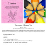 Fairies CYO Printable Ephemera, 6 Page PDF Set Includes - Tags, Envelopes, Journal Page, Bookmarks, Postcards & Stamps, Instruction Sheet, Personal & Small Business Use, Great for Junk Journaling