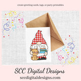 Pudgy Gnomes Love Cats Clipart Set, Gnome with Kittens, Pet Supplies, Gray Orange Cat, Instant Download, Commercial Use, Clip Art PNG