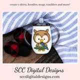 Cute Owls School Days Clipart Set, Owl with Pencil, Crayons, Glue, Report Card & Apple, Instant Download, Commercial Use, Clip Art PNG