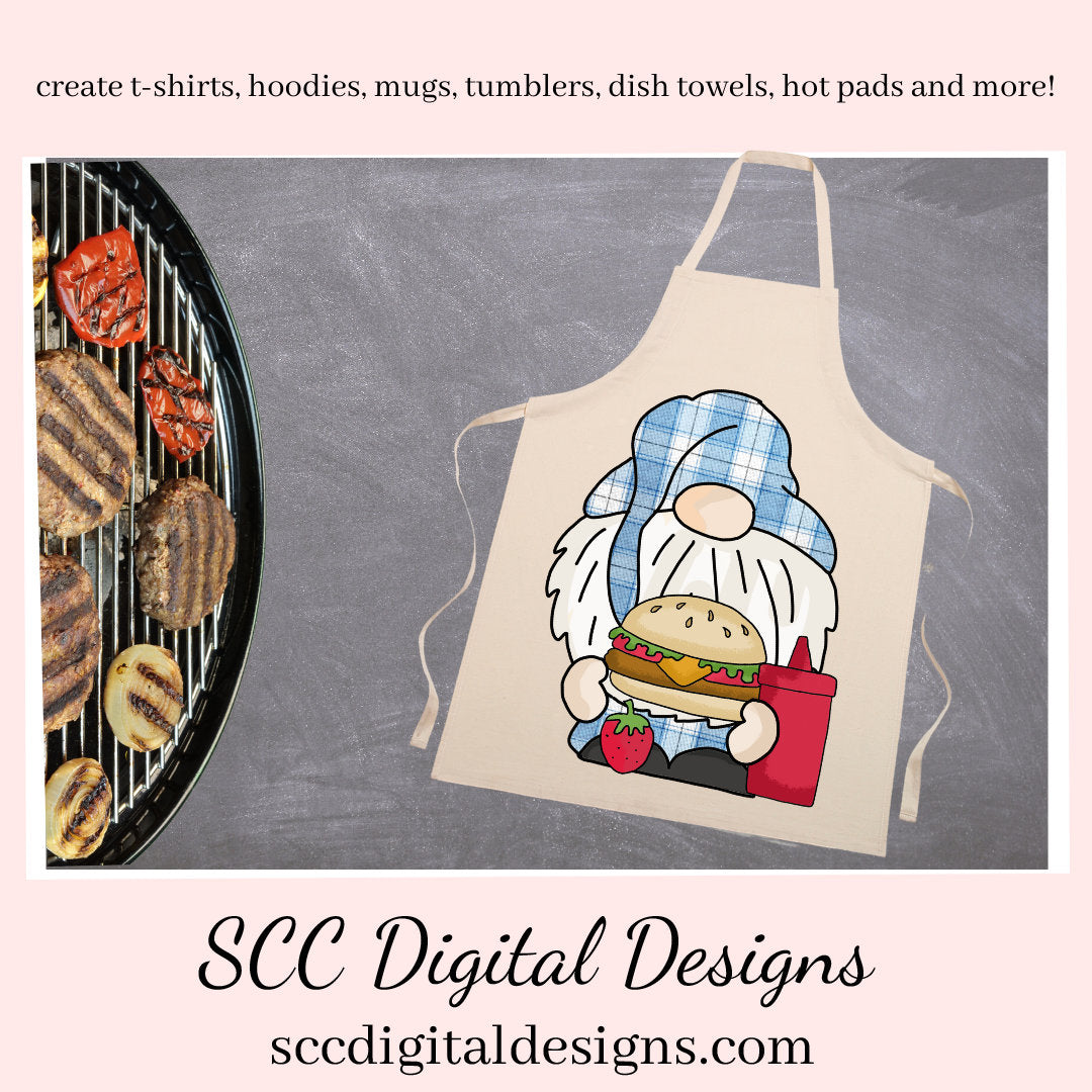 Pudgy Gnomes Barbeque Clipart, Gnome with Burgers, Hotdogs, Cerveza & Ice Cream Cone, Create BBQ Aprons, Beer Glass, Coffee Mug, or T-Shirts  Create Printables, Use in your Scrapbooking, Create T-Shirts, Hoodies, Mugs, Tumblers & More!
