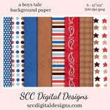 A Boys Tale Digital Paper - (8) 12"x12" 300 DPI JPEG Images, Scrapbook Supplies, Crafting Elements, Commercial Use, Personal Use  Background Images are great to Create Printables, Gift Tags, Greeting Cards, Cocoa Wrappers, Treat Bags & so Much More!