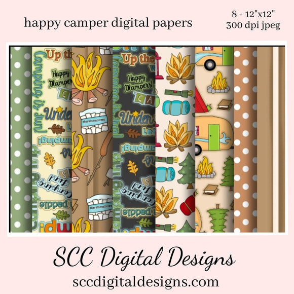 Happy Campers Digital Paper - (8) 12