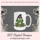 Fat Frogs Love Halloween, Frog, Spooky Pumpkins, Candies, Potions, Witch Hat, Instant Download, Commercial Use, Clip Art PNG, Digi Scrap