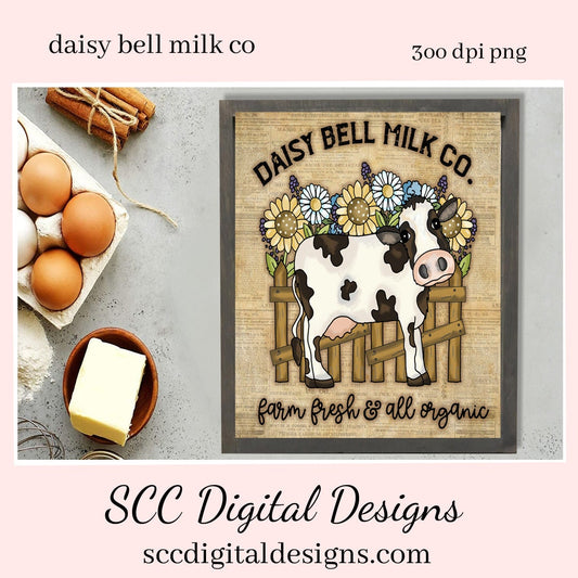 Daisy Bell Milk Co Clipart, Farm Fresh & All Organic, Black and White Cow, Sunflowers, Instant Download, Commercial Use, Clip Art PNG, Digi Scrap, Craft Supplies, Scrapbook Elements  Create Printables, Use in your Scrapbooking, Create T-Shirts, Hoodies, Mugs, Tumblers & More!     Our clipart files come to you as 300 dpi PNG images.