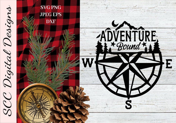 Adventure Bound (2) SVG File - Camping Decor, Travel Adventures, Exploring Decal, Explorer PNG, Commercial Use, Outdoor Lover Gift, Craft Supplies, Instant Download, North, South, East, West