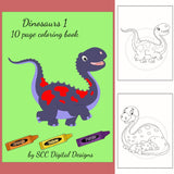 Dinosaurs Printable Coloring Book, 10 Pages Plus Cover Page, Prehistoric Animals, Home School & Teacher Resources, Fun and Educational, Print at Home Page Kid Color Pages, Instant Download, Personal Use, Exclusive Design