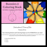 Bunnies 2 Kids Printable Coloring Book, 11 Pages, Bunny Color Your Own, Home School & Teacher Resources, Fun and Educational, Print at Home Page Kid Color Pages, Exclusive Coloring Book Design, Instant Download 