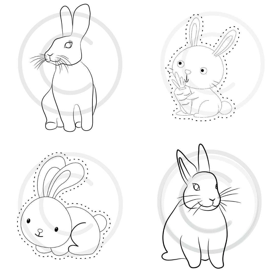 Bunnies 2 Kids Printable Coloring Book, 11 Pages, Bunny Color Your Own, Home School & Teacher Resources, Fun and Educational, Print at Home Page Kid Color Pages, Exclusive Coloring Book Design, Instant Download 