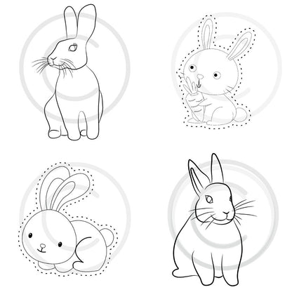 Bunnies 2 Kids Printable Coloring Book, 11 Pages, Bunny Color Your Own, Home School & Teacher Resources, Fun and Educational, Print at Home Page Kid Color Pages, Exclusive Coloring Book Design, Instant Download 