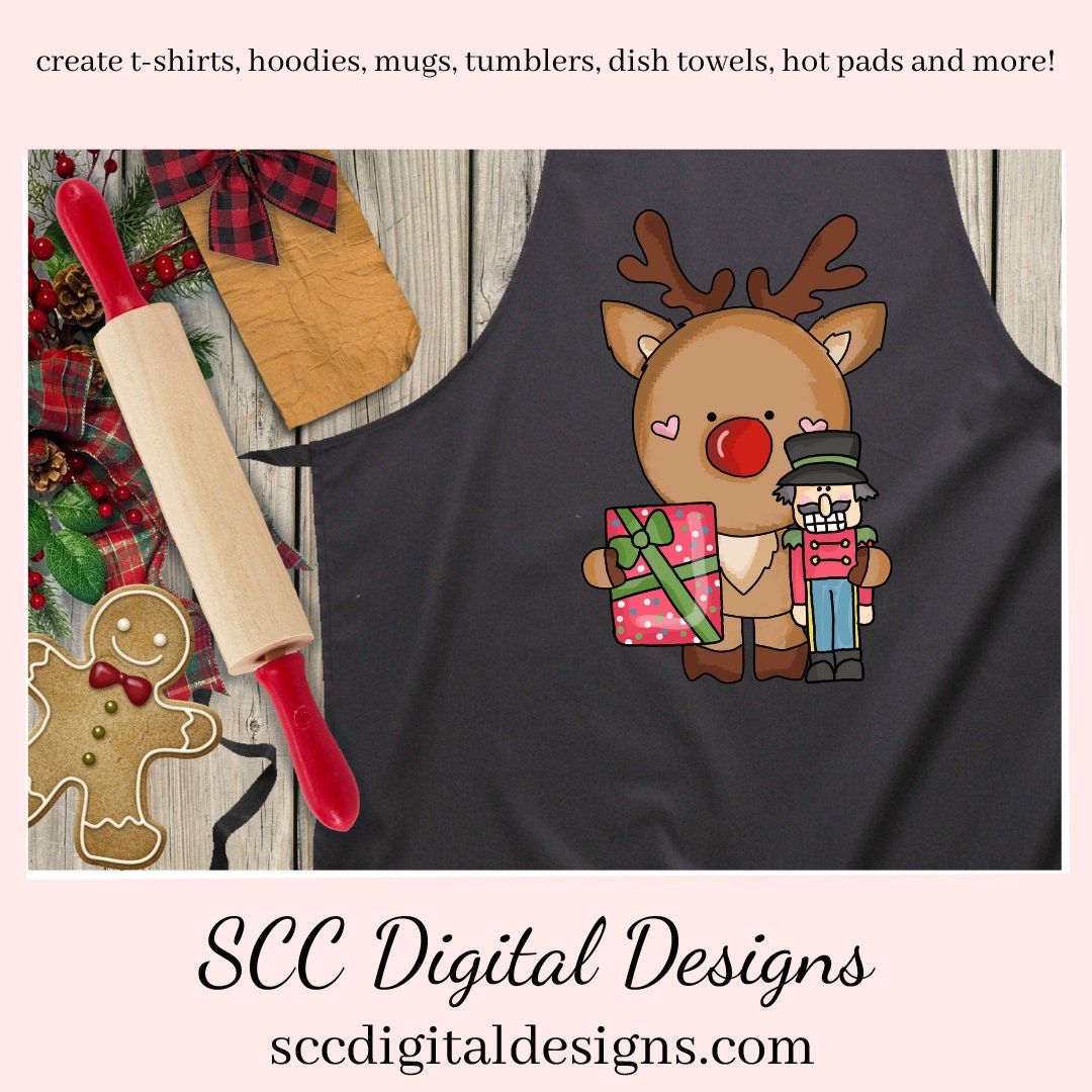 Reindeer Loves Christmas Clipart, Xmas Presents, Ornaments, Nut Cracker, Candy Cane, Wreath, Instant Download, Commercial Use, Clip Art PNG Set, Craft Supplies, Scrapbook Elements, Teacher Resources, Exclusive Clipart Set  Our clipart files come to you as 300 dpi PNG images.   