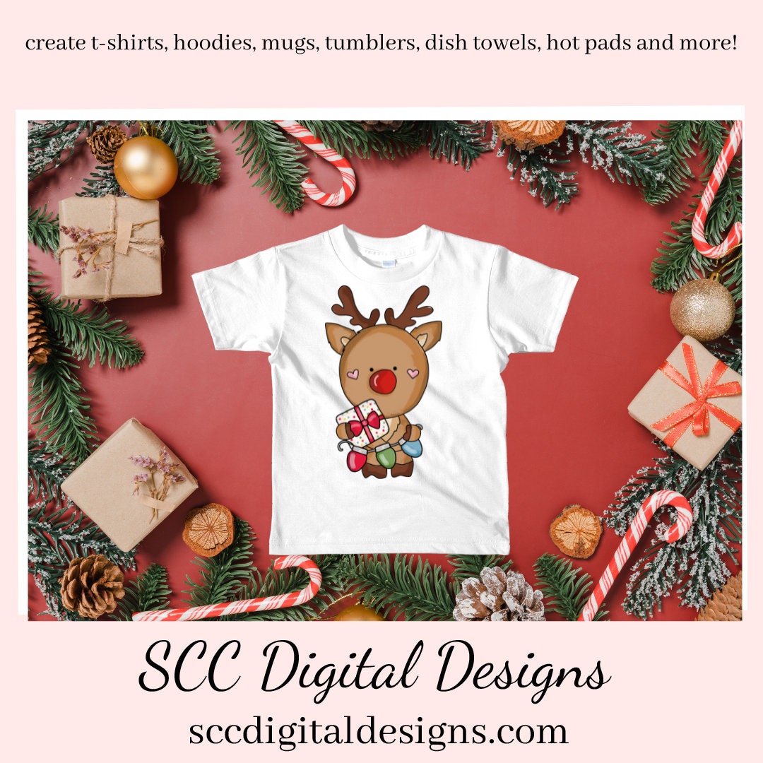 Reindeer Loves Christmas Clipart, Xmas Presents, Ornaments, Nut Cracker, Candy Cane, Wreath, Instant Download, Commercial Use, Clip Art PNG Set, Craft Supplies, Scrapbook Elements, Teacher Resources, Exclusive Clipart Set  Our clipart files come to you as 300 dpi PNG images.   