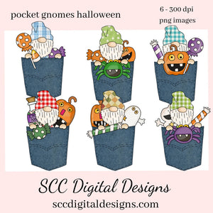 Pocket Gnomes Halloween Clipart, Spiders, Spooky Pumpkins, Candy, Ghosts, Teacher Resources, Instant Download, Commercial Use, Clip Art PNG Set, Craft Supplies, Scrapbook Elements, Exclusive Clipart Set, Blue Demin Pocket  Our clipart files come to you as 300 dpi PNG images.