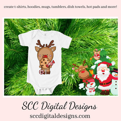 Reindeer Christmas Cookies Clipart, Xmas Treats, DIY Party Printables, T-Shirt & Hoodie Design, Teacher Resources, Instant Download, Commercial Use, Exclusive Clip Art Set, Craft Supplies, Scrapbook Elements, Personal Use  Our clipart comes to you as 300 dpi PNG images.