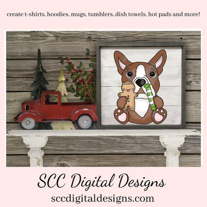 Red & White Boston Terrier Christmas Treats Clipart, Dog Lover Gift, T-Shirt & Hoodie Design, Teacher Resources, Instant Download, Commercial Use, Exclusive Clip Art Set, Craft Supplies, Scrapbook Elements, Personal Use  Our clipart files come to you as 300 dpi PNG images.