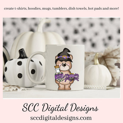 Chubby Bear Loves Halloween Clipart, Whimsical Bear, Ghost, Pumpkins, Candy, Spiders, DIY Home Decor, Instant Download, Commercial Use, Clip Art Set PNG, DIY Party Printables, T-Shirt & Hoodie Design, Craft Supplies, Scrapbook Elements, Personal Use