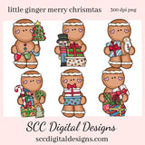 Little Ginger Merry Christmas Clipart, Xmas Presents, Snowmen, Nut Cracker, Cookie, DIY Xmas Printables, T-Shirt & Hoodie Design, Teacher Resources, Instant Download, Commercial Use, Exclusive Clip Art Set, Craft Supplies, Scrapbook Elements, Personal Use