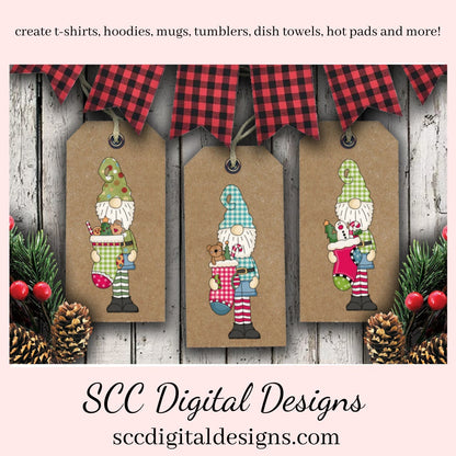 Tall Gnomes Christmas Stockings Clipart, Santa, Snowman, Reindeer, Xmas Candy, Cookies, Mouse, Mice, DIY Xmas Printables, T-Shirt & Hoodie Design, Teacher Resources, Instant Download, Commercial Use, Exclusive Clip Art Set, Craft Supplies, Scrapbook Elements, Personal Use