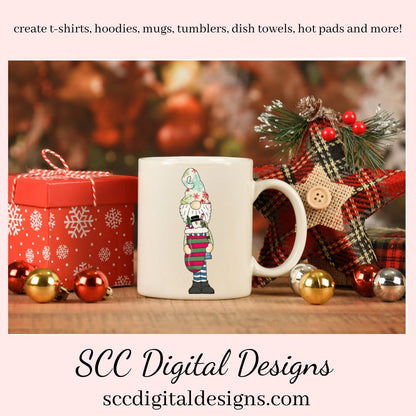 Tall Gnomes Christmas Stockings Clipart, Santa, Snowman, Reindeer, Xmas Candy, Cookies, Mouse, Mice, DIY Xmas Printables, T-Shirt & Hoodie Design, Teacher Resources, Instant Download, Commercial Use, Exclusive Clip Art Set, Craft Supplies, Scrapbook Elements, Personal Use