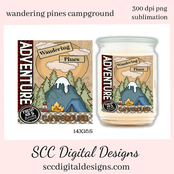 Wandering Pines Campground Clipart, Fresh Air and Friendly Critters, DIY Cabin Decor, Wall Art, Instant Download, Commercial Use, Digi Scrap PNG, Craft Supplies, Scrapbook Elements,  Create Printables, Use in your Scrapbooking, Create T-Shirts, Hoodies, Mugs, Tumblers & More!     Our clipart files come to you as 300 dpi PNG images.