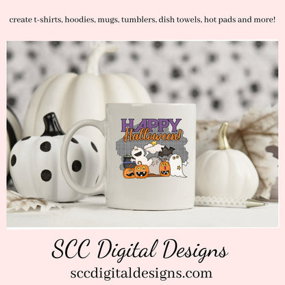 Happy Halloween Sublimation Clipart, Spooky Pumpkins, Ghosts, Caldron, RIP Headstone, Bats, Instant Download, Commercial Use, Clip Art Set PNG, DIY Party Printables, T-Shirt & Hoodie Design, Craft Supplies, Scrapbook Elements, Personal Use
