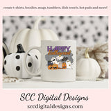 Happy Halloween Sublimation Clipart, Spooky Pumpkins, Ghosts, Caldron, RIP Headstone, Bats, Instant Download, Commercial Use, Clip Art Set PNG, DIY Party Printables, T-Shirt & Hoodie Design, Craft Supplies, Scrapbook Elements, Personal Use