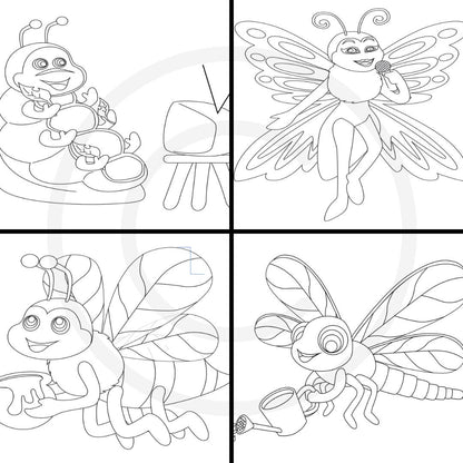 Bugs 1 Printable Coloring Book, 10 Pages Plus Cover Page, Dragonfly, Grasshopper, Home School & Teacher Resources, Fun and Educational, Print at Home Page Kid Color Pages, Instant Download, Personal Use, Exclusive Design