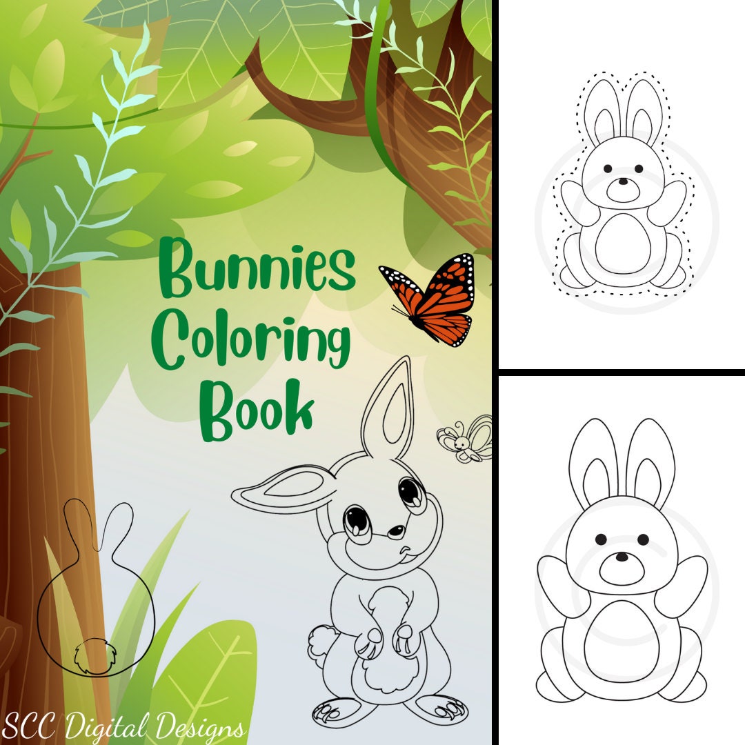 Bunnies 1 Kids Printable Coloring Book, 11 Pages, Bunny Color Your Own, Home School & Teacher Resources, Fun and Educational, Print at Home Page Kid Color Pages, Personal Use Only