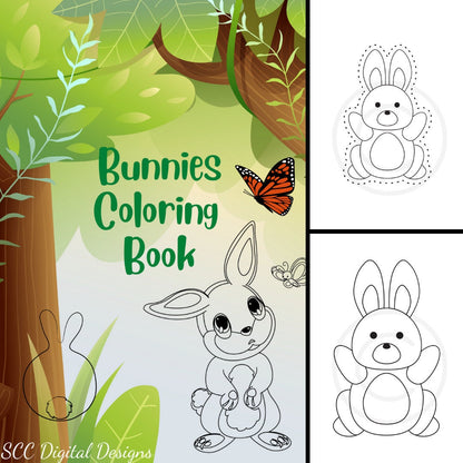 Bunnies 1 Kids Printable Coloring Book, 11 Pages, Bunny Color Your Own, Home School & Teacher Resources, Fun and Educational, Print at Home Page Kid Color Pages, Personal Use Only