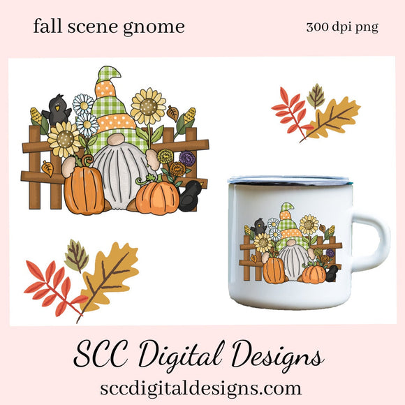 Fall Scene Gnome Clipart, Pumpkins, Black Bird, Sunflowers, DIY T-Shirts, Mugs, Welcome Mats, Instant Download, Commercial Use, Clip Art Set PNG, DIY Party Printables, T-Shirt & Hoodie Design, Craft Supplies, Scrapbook Elements, Personal Use  Our clipart files come to you as 300 dpi PNG images.   