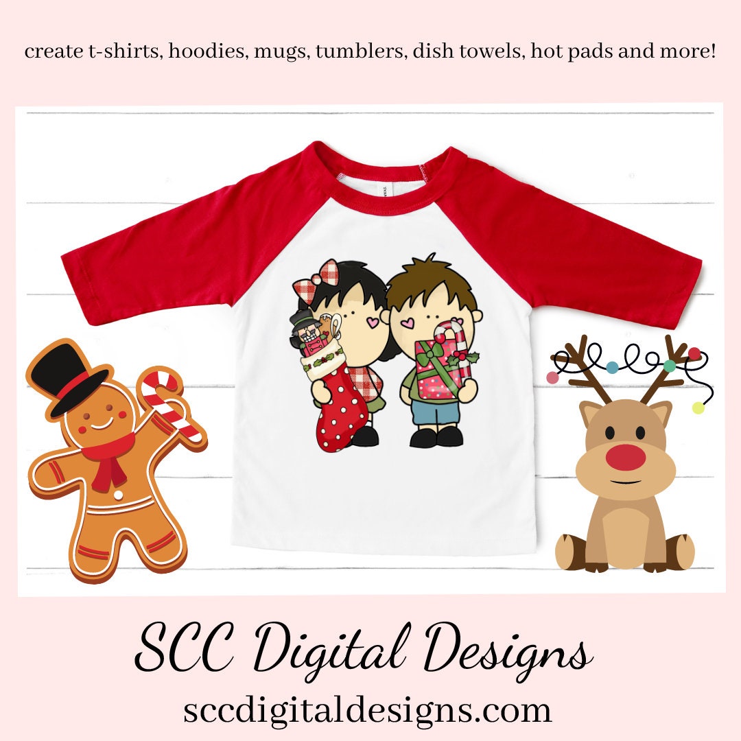 Christmas Kids Clipart, Boys & Girls with Xmas Gifts, Treats, T-Shirt & Hoodie Design, Teacher Resources, Instant Download, Commercial Use, Exclusive Clip Art Set, Craft Supplies, Scrapbook Elements, Personal Use  Our clipart files come to you as 300 dpi PNG images.