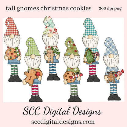 Tall Gnomes Christmas Cookies Clipart, Gingerbread, Holiday Tree, Candy, Chocolate Chip, DIY Xmas Printables, T-Shirt & Hoodie Design, Teacher Resources, Instant Download, Commercial Use, Exclusive Clip Art Set, Craft Supplies, Scrapbook Elements, Personal Use