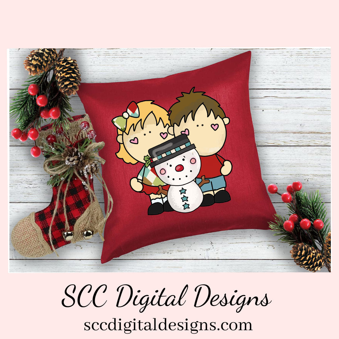 Christmas Kids Love Snowmen Clipart, Boys, Girls, Snowman, DIY Xmas Printables, T-Shirt & Hoodie Design, Teacher Resources, Instant Download, Commercial Use, Exclusive Clip Art Set, Craft Supplies, Scrapbook Elements, Personal Use