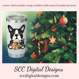 Boston Terrier Christmas Treats Clipart, Black & White Dog, Animal Lover Gifts, DIY Xmas Printables, T-Shirt & Hoodie Design, Teacher Resources, Instant Download, Commercial Use, Exclusive Clip Art Set, Craft Supplies, Scrapbook Elements, Personal Use