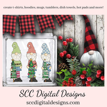 Tall Gnomes Christmas Trees Clipart, Whimsical Xmas Tree, DIY Xmas Printables, T-Shirt & Hoodie Design, Teacher Resources, Instant Download, Commercial Use, Exclusive Clip Art Set, Craft Supplies, Scrapbook Elements, Personal Use
