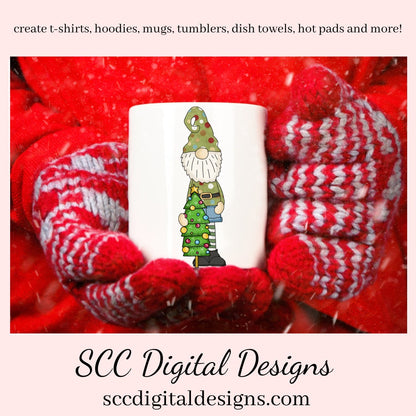 Tall Gnomes Christmas Trees Clipart, Whimsical Xmas Tree, DIY Xmas Printables, T-Shirt & Hoodie Design, Teacher Resources, Instant Download, Commercial Use, Exclusive Clip Art Set, Craft Supplies, Scrapbook Elements, Personal Use