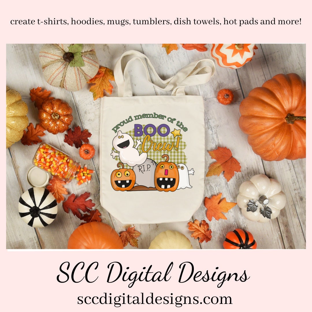 Boo Crew Sublimation Clipart, Proud Member of, Ghosts, Pumpkins, RIP Headstone, DIY Home Decor, Instant Download, Commercial Use, Clip Art Set PNG, DIY Party Printables, T-Shirt & Hoodie Design, Craft Supplies, Scrapbook Elements, Personal Use, Halloween Printables